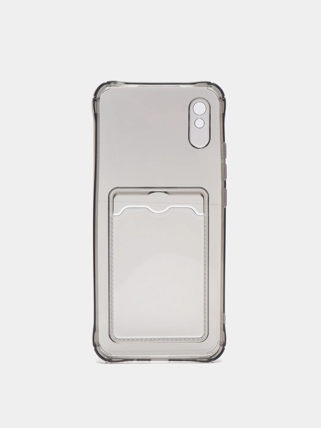 Черный чехол для Xiaomi Redmi 9A, Сяоми Редми 9А прозрачный, противоударный, с карманом для карты