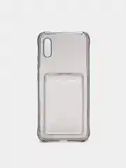 Черный чехол для Xiaomi Redmi 9A, Сяоми Редми 9А прозрачный, противоударный, с карманом для карты