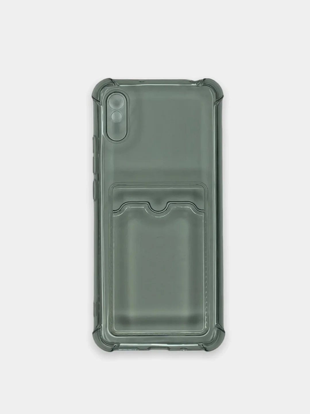 Угольный чехол для Xiaomi Redmi 9A, Сяоми Редми 9А прозрачный, противоударный, с карманом для карты