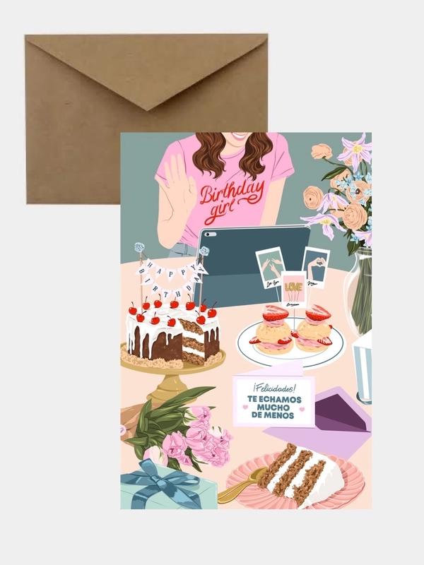 Открытка Birthday Girl "С днем рождения", в крафтовом конверте