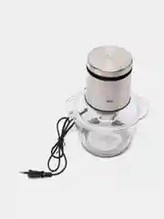 Серебряный электрический измельчитель BQ CH1002, двойной нож, стеклянная чаша 1.2 л, 800 Вт