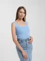 Голубой топ женский, базовый