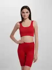 Красный спортивный женский комплект: велосипедки и топ