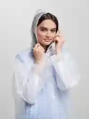 Белый плащ-дождевик с капюшоном, многоразовый, унисекс
