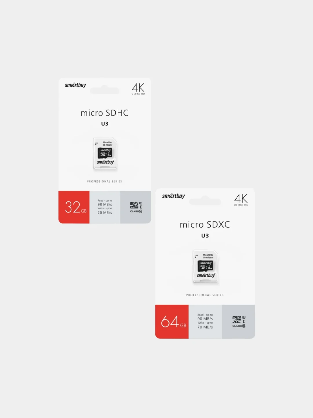 Карта памяти MicroSD SmartBuy Class 10 Pro UHS-U3, 70-90 Мб/с