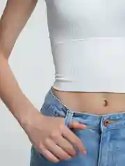 Белый топ женский, спортивный, бесшовный, в мелкий рубчик