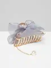 Серый крабик металлический с бантом