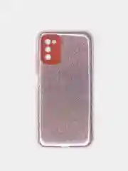 Розовый чехол Samsung Galaxy A03s, Самсунг Галакси А03с блестящий сияющий с защитой камеры