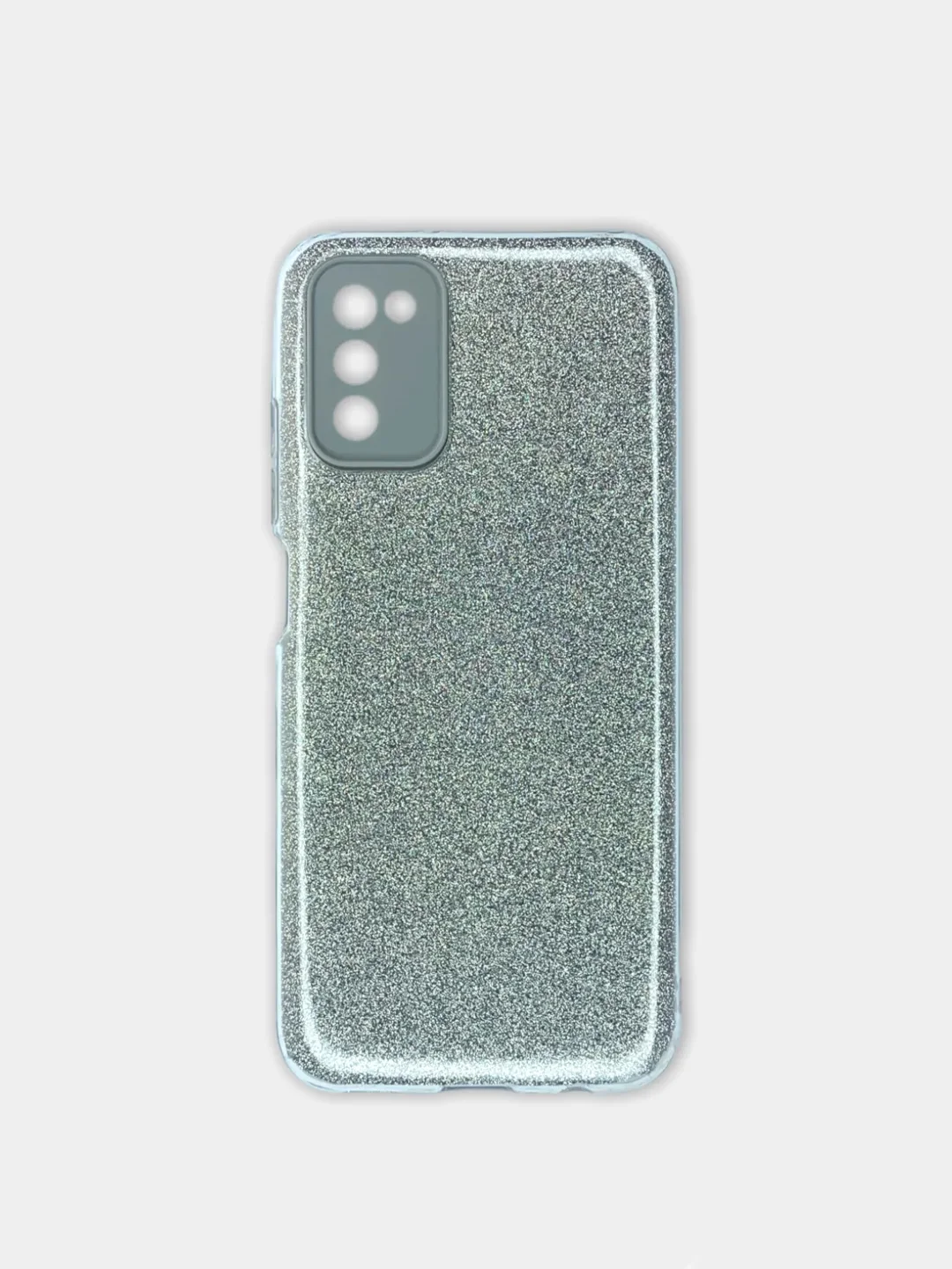 Серебряный чехол Samsung Galaxy A03s, Самсунг Галакси А03с блестящий сияющий с защитой камеры