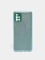 Голубой чехол Samsung Galaxy A51, Самсунг Галакси А51 с защитой камеры, блестящий