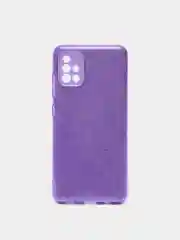 Фиолетовый чехол Samsung Galaxy A51, Самсунг Галакси А51 с защитой камеры, блестящий