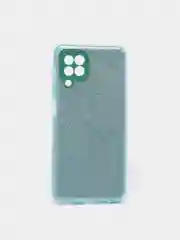 Голубой чехол Samsung Galaxy A22 4G, M22, Самсунг Галакси А22 4G, М22 блестящий с защитой камеры