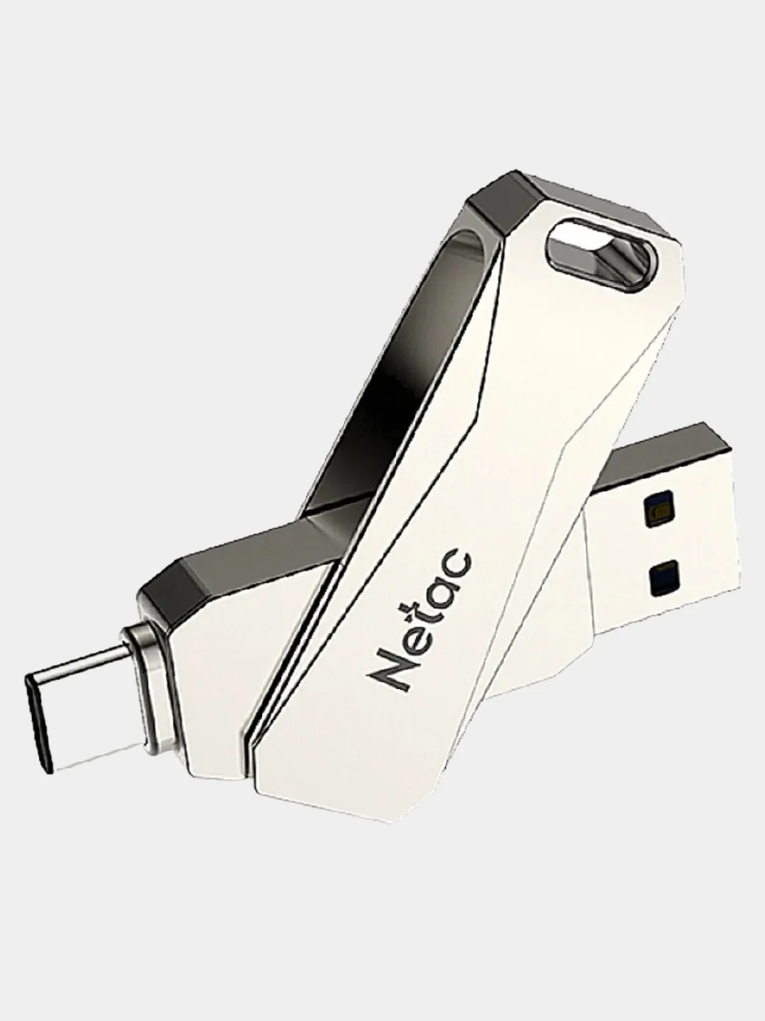 Серый металлик флеш-накопитель USB 3.0 + Type C Netac U782C