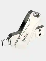 Серый металлик флеш-накопитель USB 3.0 + Type C Netac U782C