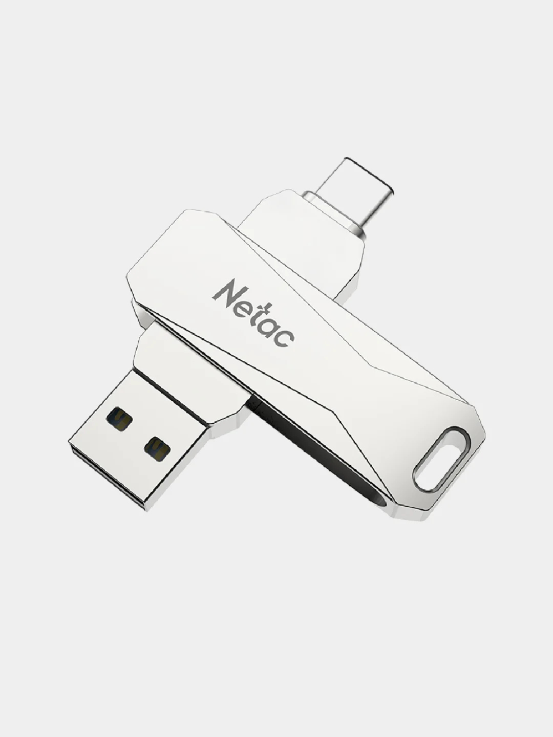 Серый металлик флеш-накопитель USB 3.0 + Type C Netac U782C