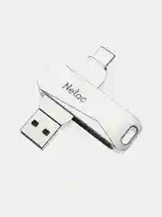 Серый металлик флеш-накопитель USB 3.0 + Type C Netac U782C