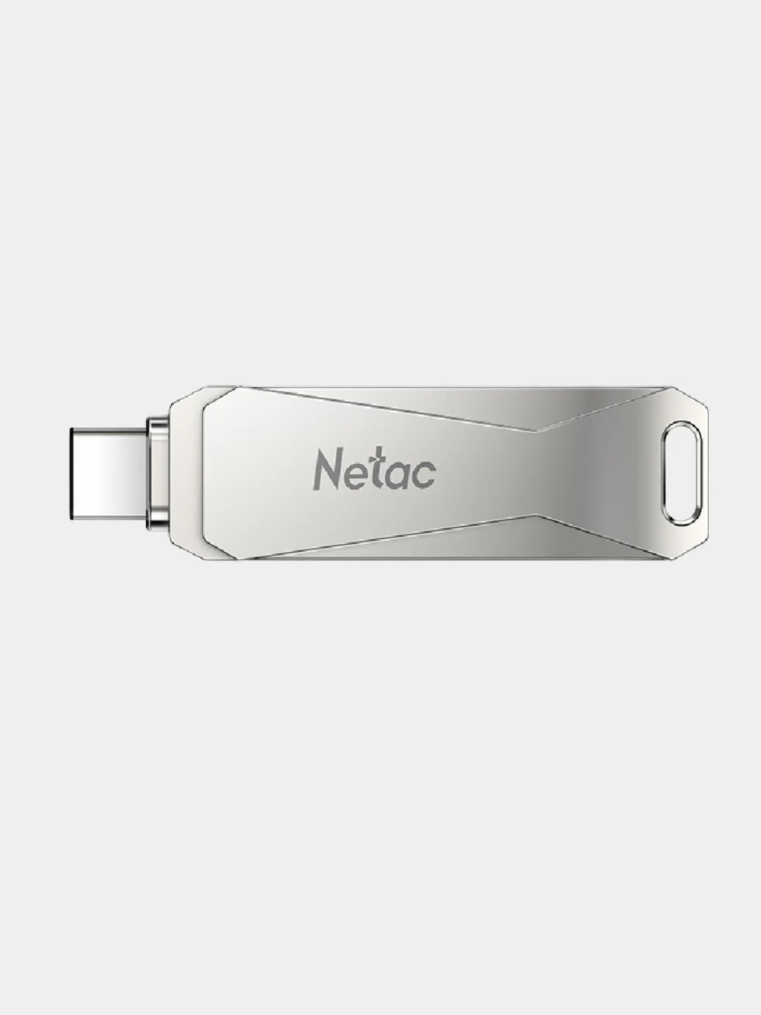 Серый металлик флеш-накопитель USB 3.0 + Type C Netac U782C