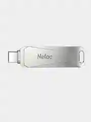 Серый металлик флеш-накопитель USB 3.0 + Type C Netac U782C