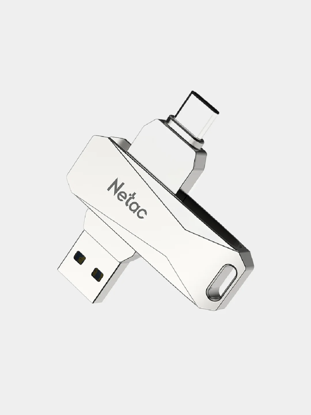 Серый металлик флеш-накопитель USB 3.0 + Type C Netac U782C