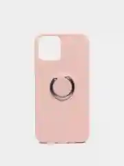Розовый чехол для iPhone 12, 12 Pro со стальным железным кольцом подставкой