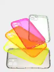 Чехол для iPhone 12 прозрачный цветной силиконовый