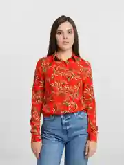 Красный рубашка женская весенняя, необычная расцветка