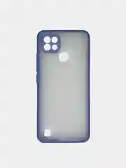 Синий меланж чехол Realme C21 Реалми С21  пластиковый матовый полупрозрачный с цветными кнопками