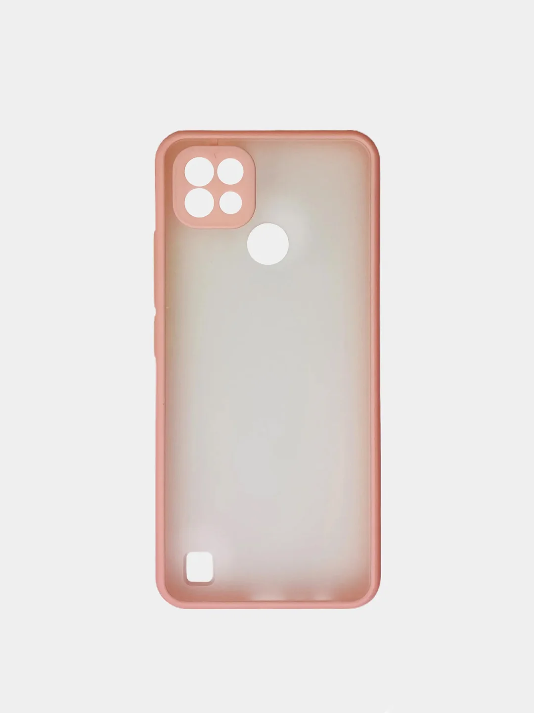 Розовый чехол Realme C21 Реалми С21 пластиковый матовый полупрозрачный с цветными кнопками