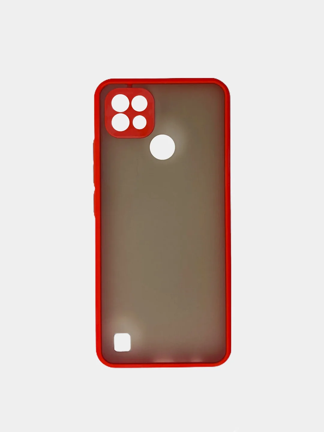 Красный чехол Realme C21 Реалми С21 пластиковый матовый полупрозрачный с цветными кнопками