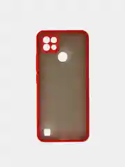 Красный чехол Realme C21 Реалми С21  пластиковый матовый полупрозрачный с цветными кнопками