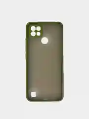 Лесной зеленый чехол Realme C21 Реалми С21  пластиковый матовый полупрозрачный с цветными кнопками