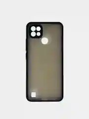 Черный чехол Realme C21 Реалми С21  пластиковый матовый полупрозрачный с цветными кнопками