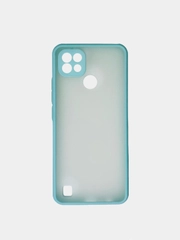 Чехол Realme C21 Реалми С21  пластиковый матовый полупрозрачный с цветными кнопками