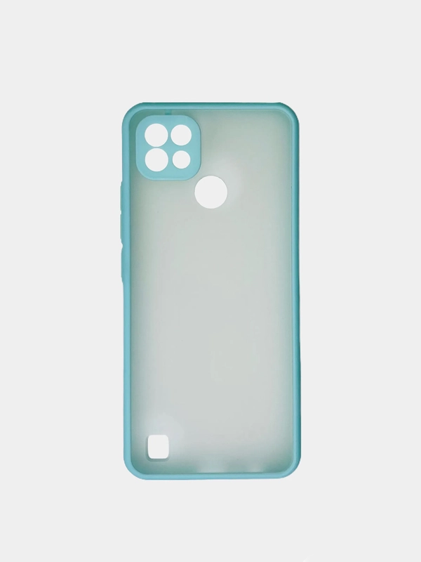Чехол Realme C21 Реалми С21  пластиковый матовый полупрозрачный с цветными кнопками