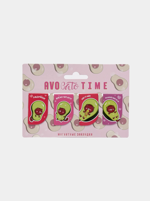 Магнитные закладки AVOcato TIME на открытке, 4 штуки