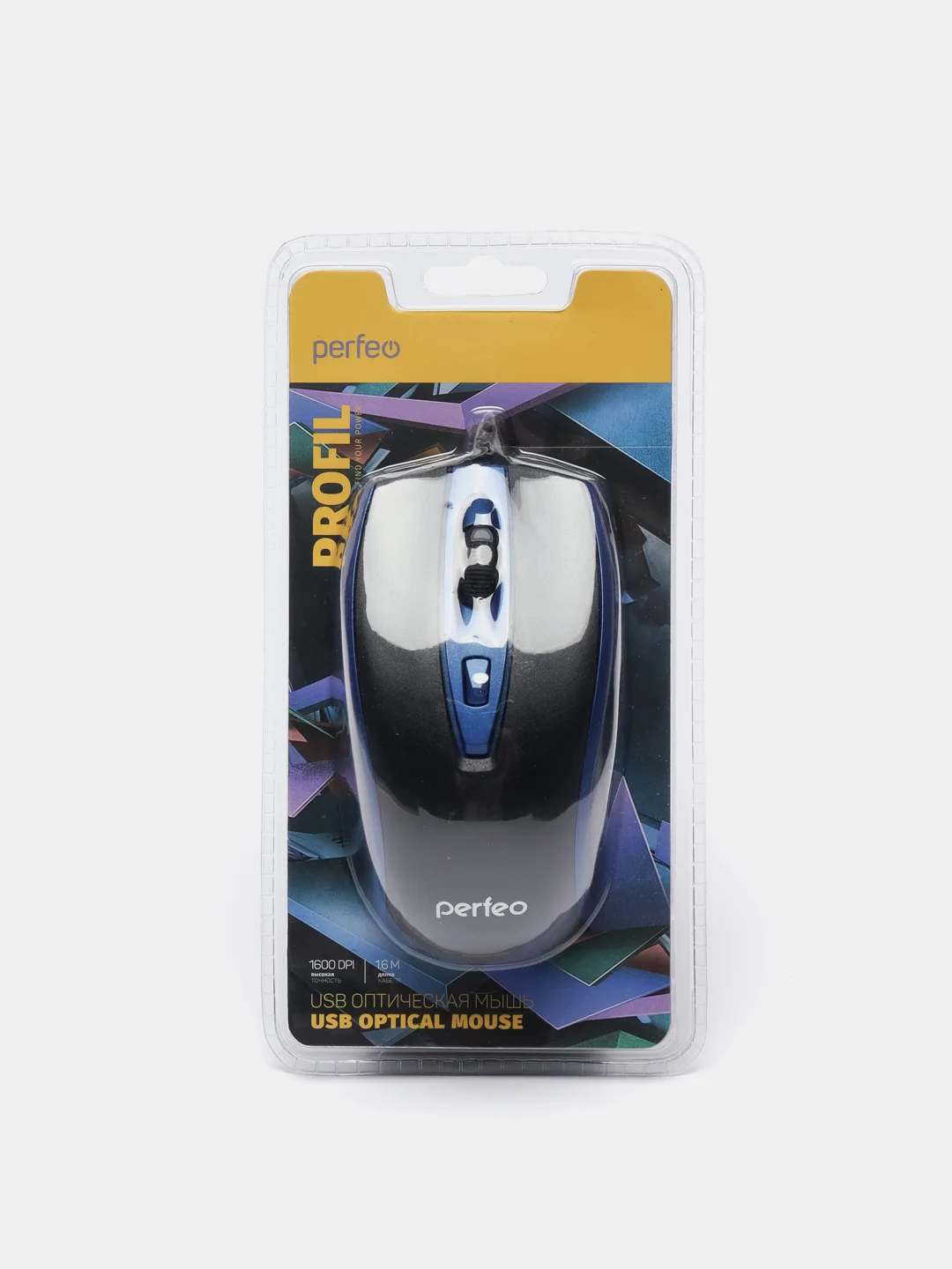 Синий мышь оптическая Perfeo "PROFIL", 4 кнопки, USB
