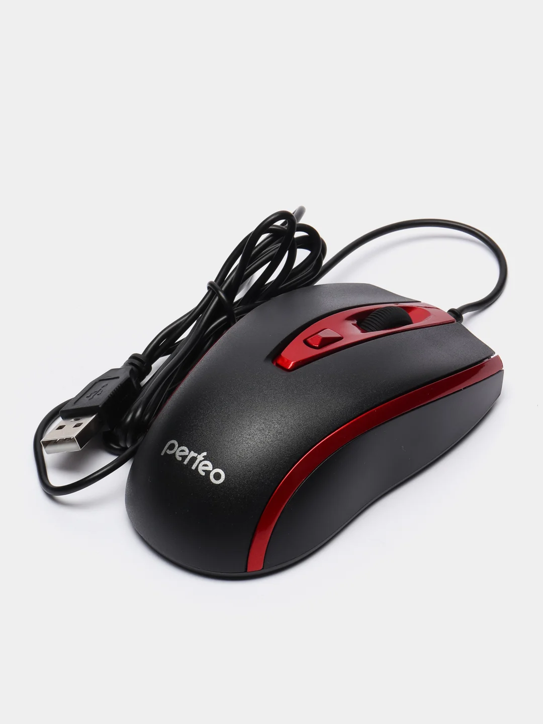 Красный мышь оптическая Perfeo "PROFIL", 4 кнопки, USB