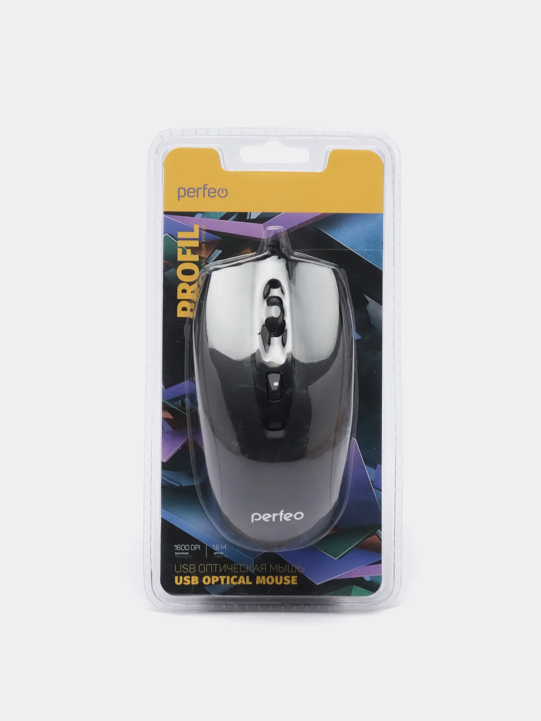 Черный мышь оптическая Perfeo "PROFIL", 4 кнопки, USB