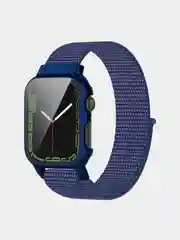 Морской ремешок для Apple Watch 7 series c защитным стеклом бампером, 41, 45 мм нейлоновый