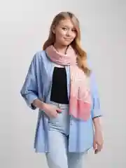 Коралловый меланж палантин кашемировый