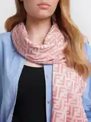 Коралловый меланж палантин кашемировый