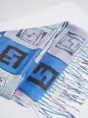 Синий меланж палантин кашемировый