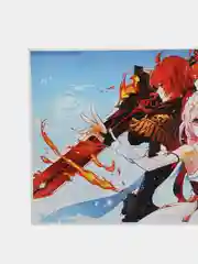 Красный плакат Genshin Impact, Геншин импакт