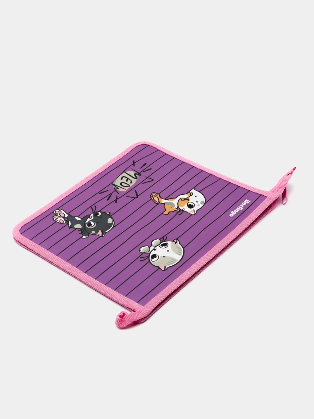 Папка для тетрадей, А5 Berlingo "Kittens lilac", 240*205*40 мм, пластик, на молнии