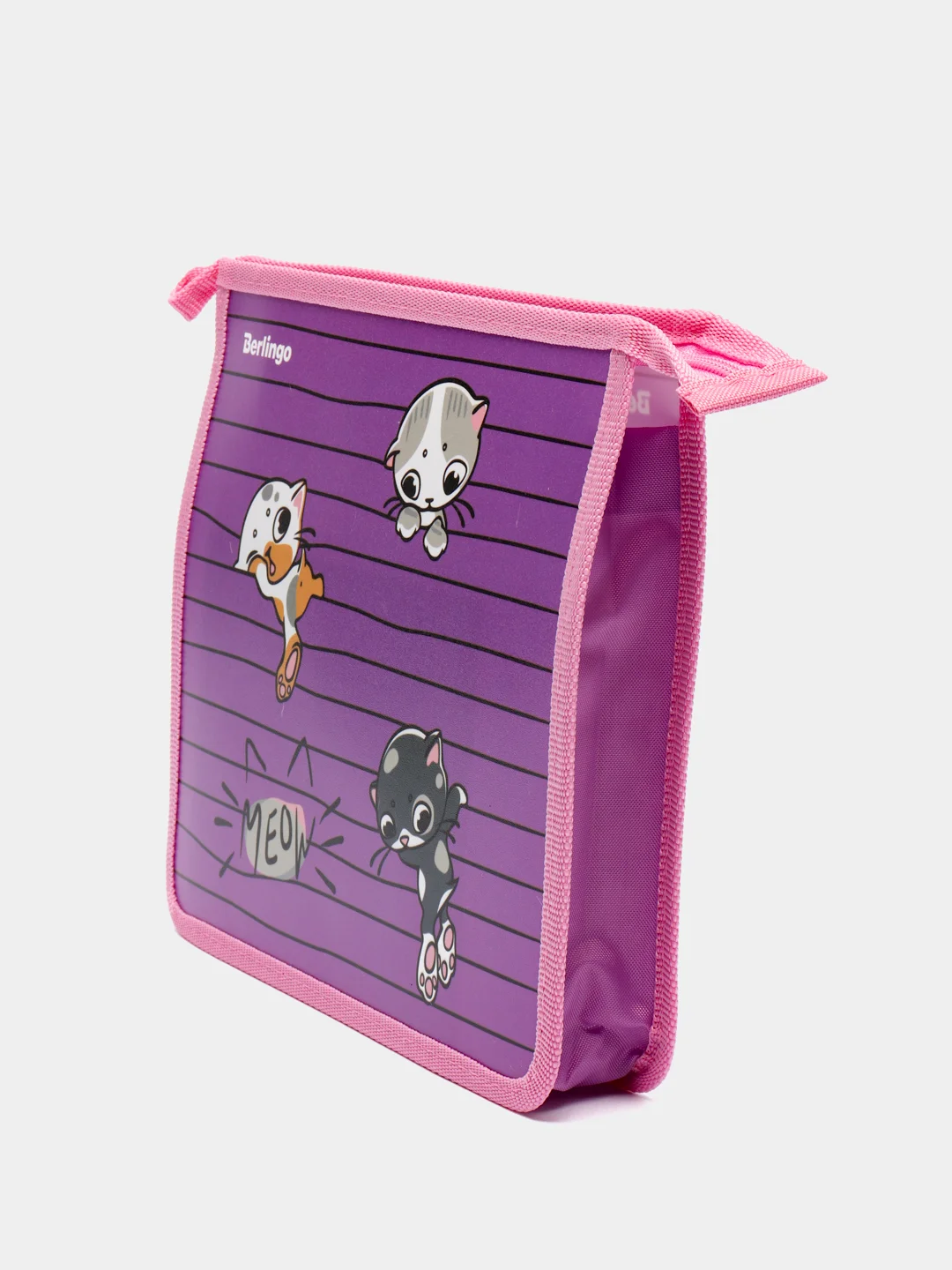 Папка для тетрадей, А5 Berlingo "Kittens lilac", 240*205*40 мм, пластик, на молнии
