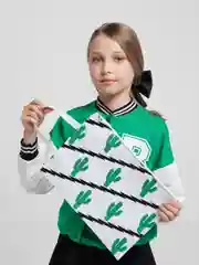 Салатовый папка на молнии с ручками "Кактусы", А4