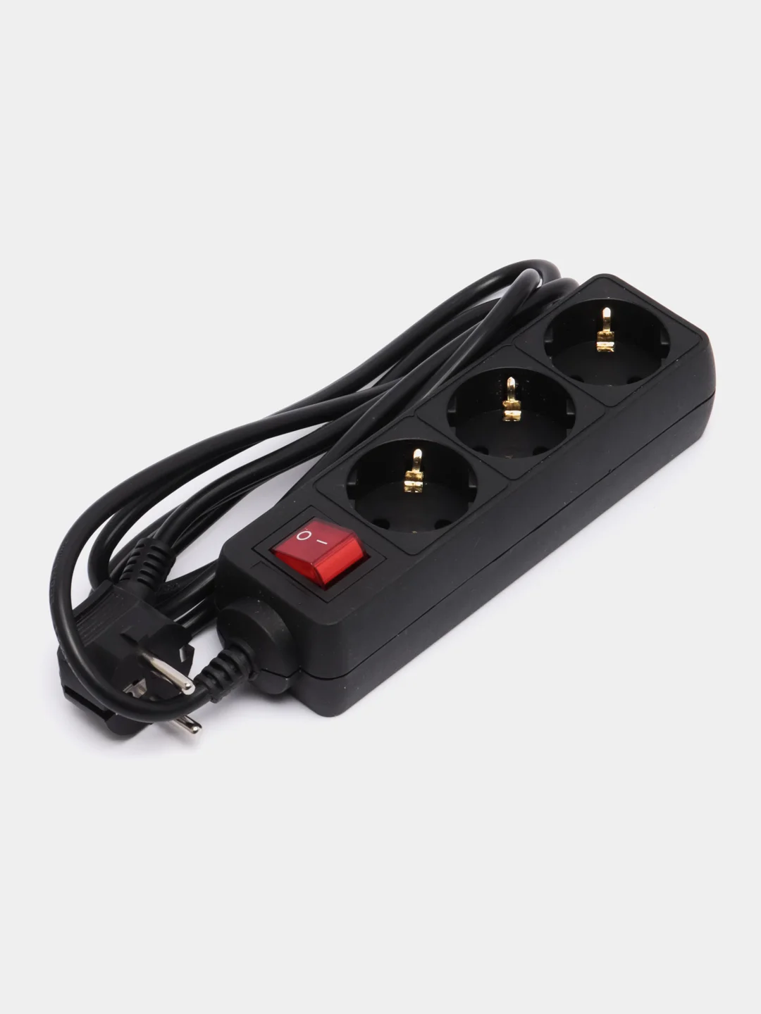 Черный сетевой удлинитель с кнопкой Perfeo "Powermate", 1,8 м
