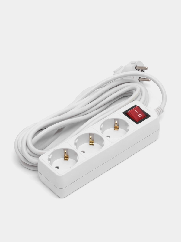 Сетевой удлинитель с кнопкой "Powermate", 5,0 м, 3 розетки, белый