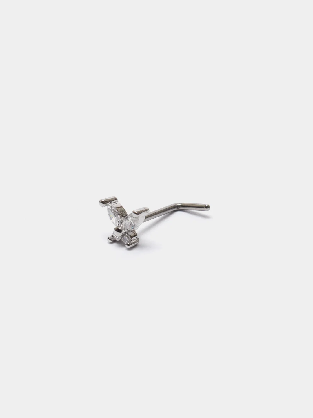 Серый металлик пирсинг для носа "Silver" со стержнем из титановой стали
