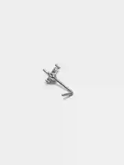 Серый металлик пирсинг для носа "Silver" со стержнем из титановой стали